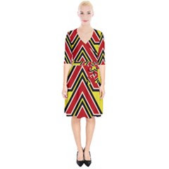 Chevron Symbols Multiple Large Red Yellow Wrap Up Cocktail Dress by Mariart