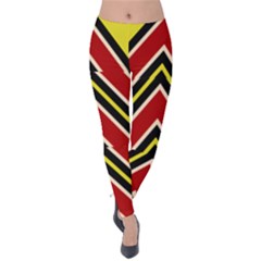 Chevron Symbols Multiple Large Red Yellow Velvet Leggings by Mariart