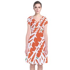 Carrots Fruit Vegetable Orange Short Sleeve Front Wrap Dress by Mariart