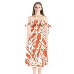 Carrots Fruit Vegetable Orange Shoulder Tie Bardot Midi Dress by Mariart