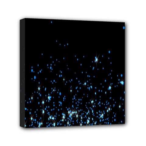 Blue Glowing Star Particle Random Motion Graphic Space Black Mini Canvas 6  X 6  by Mariart