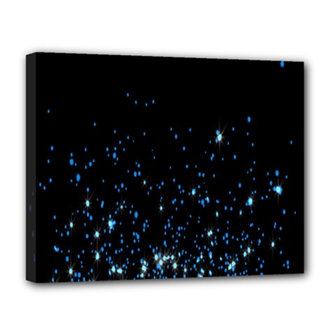 Blue Glowing Star Particle Random Motion Graphic Space Black Canvas 14  X 11  by Mariart