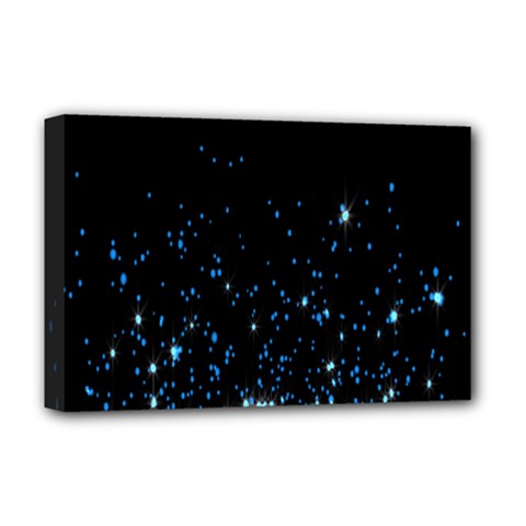 Blue Glowing Star Particle Random Motion Graphic Space Black Deluxe Canvas 18  X 12   by Mariart