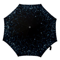 Blue Glowing Star Particle Random Motion Graphic Space Black Hook Handle Umbrellas (medium) by Mariart