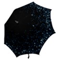 Blue Glowing Star Particle Random Motion Graphic Space Black Hook Handle Umbrellas (Small) View2