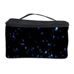 Blue Glowing Star Particle Random Motion Graphic Space Black Cosmetic Storage Case by Mariart