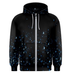 Blue Glowing Star Particle Random Motion Graphic Space Black Men s Zipper Hoodie by Mariart