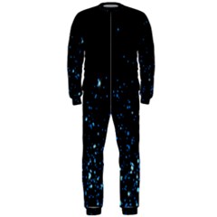 Blue Glowing Star Particle Random Motion Graphic Space Black Onepiece Jumpsuit (men)  by Mariart