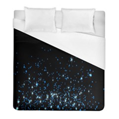 Blue Glowing Star Particle Random Motion Graphic Space Black Duvet Cover (full/ Double Size)