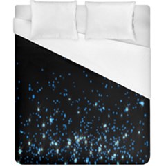 Blue Glowing Star Particle Random Motion Graphic Space Black Duvet Cover (california King Size)