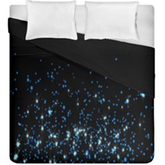 Blue Glowing Star Particle Random Motion Graphic Space Black Duvet Cover Double Side (king Size) by Mariart