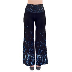 Blue Glowing Star Particle Random Motion Graphic Space Black Pants by Mariart