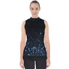 Blue Glowing Star Particle Random Motion Graphic Space Black Shell Top