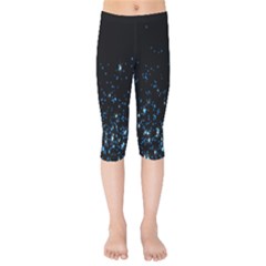 Blue Glowing Star Particle Random Motion Graphic Space Black Kids  Capri Leggings  by Mariart