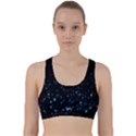 Blue Glowing Star Particle Random Motion Graphic Space Black Back Weave Sports Bra View1