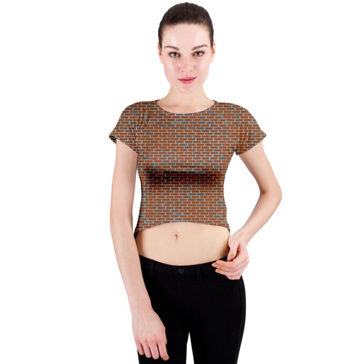 Brick Wall Brown Line Crew Neck Crop Top