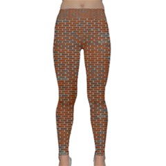 Brick Wall Brown Line Classic Yoga Leggings by Mariart