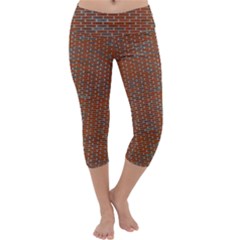 Brick Wall Brown Line Capri Yoga Leggings