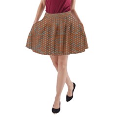 Brick Wall Brown Line A-line Pocket Skirt by Mariart