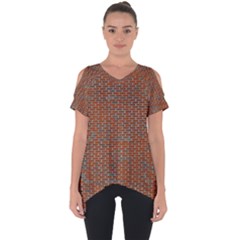 Brick Wall Brown Line Cut Out Side Drop Tee by Mariart