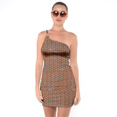 Brick Wall Brown Line One Soulder Bodycon Dress by Mariart