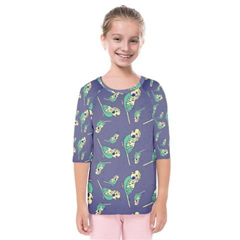 Canaries Budgie Pattern Bird Animals Cute Kids  Quarter Sleeve Raglan Tee by Mariart