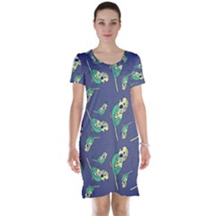 Canaries Budgie Pattern Bird Animals Cute Short Sleeve Nightdress by Mariart