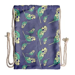 Canaries Budgie Pattern Bird Animals Cute Drawstring Bag (large)