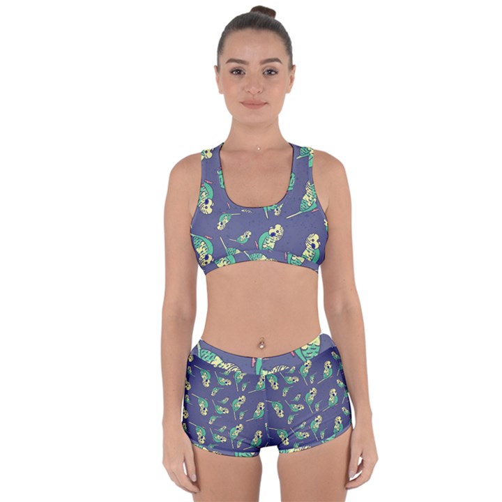 Canaries Budgie Pattern Bird Animals Cute Racerback Boyleg Bikini Set