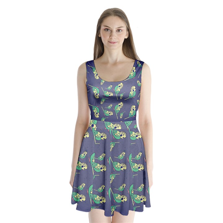 Canaries Budgie Pattern Bird Animals Cute Split Back Mini Dress 