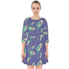 Canaries Budgie Pattern Bird Animals Cute Smock Dress