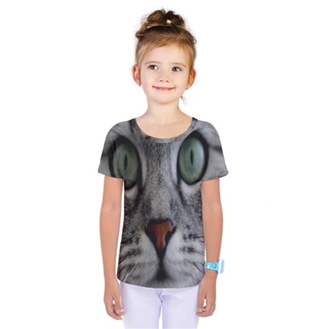 Cat Face Eyes Gray Fluffy Cute Animals Kids  One Piece Tee by Mariart