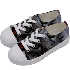 Cat Face Eyes Gray Fluffy Cute Animals Kids  Low Top Canvas Sneakers by Mariart