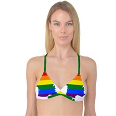 Flag Map Stripes Line Colorful Reversible Tri Bikini Top