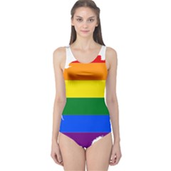 Flag Map Stripes Line Colorful One Piece Swimsuit by Mariart