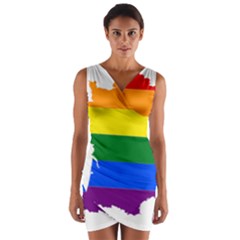 Flag Map Stripes Line Colorful Wrap Front Bodycon Dress