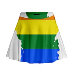 Flag Map Stripes Line Colorful Mini Flare Skirt