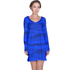 Dark Blue Stripes Seamless Long Sleeve Nightdress by Mariart