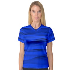 Dark Blue Stripes Seamless V-neck Sport Mesh Tee