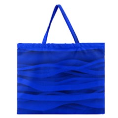 Dark Blue Stripes Seamless Zipper Large Tote Bag