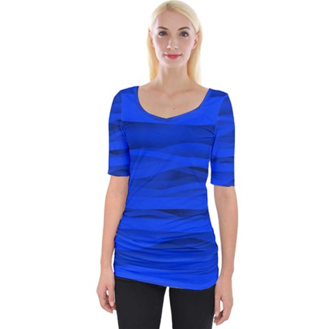 Dark Blue Stripes Seamless Wide Neckline Tee by Mariart