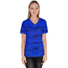 Dark Blue Stripes Seamless Scrub Top