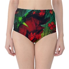 Flower Power, Wonderful Flowers, Vintage Design High-waist Bikini Bottoms by FantasyWorld7