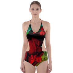 Flower Power, Wonderful Flowers, Vintage Design Cut-out One Piece Swimsuit by FantasyWorld7