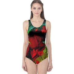 Flower Power, Wonderful Flowers, Vintage Design One Piece Swimsuit by FantasyWorld7