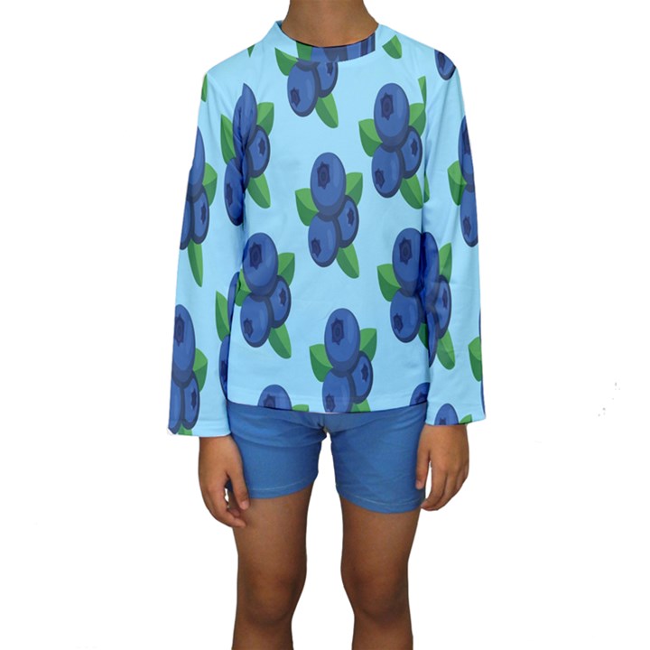 Fruit Nordic Grapes Green Blue Kids  Long Sleeve Swimwear