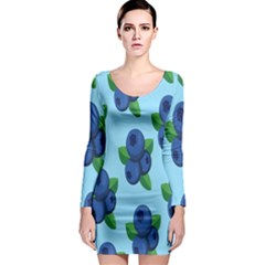 Fruit Nordic Grapes Green Blue Long Sleeve Bodycon Dress