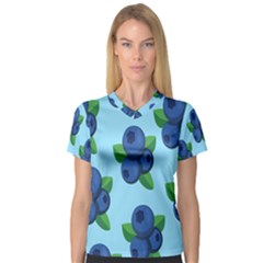 Fruit Nordic Grapes Green Blue V-neck Sport Mesh Tee