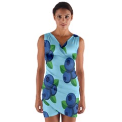 Fruit Nordic Grapes Green Blue Wrap Front Bodycon Dress