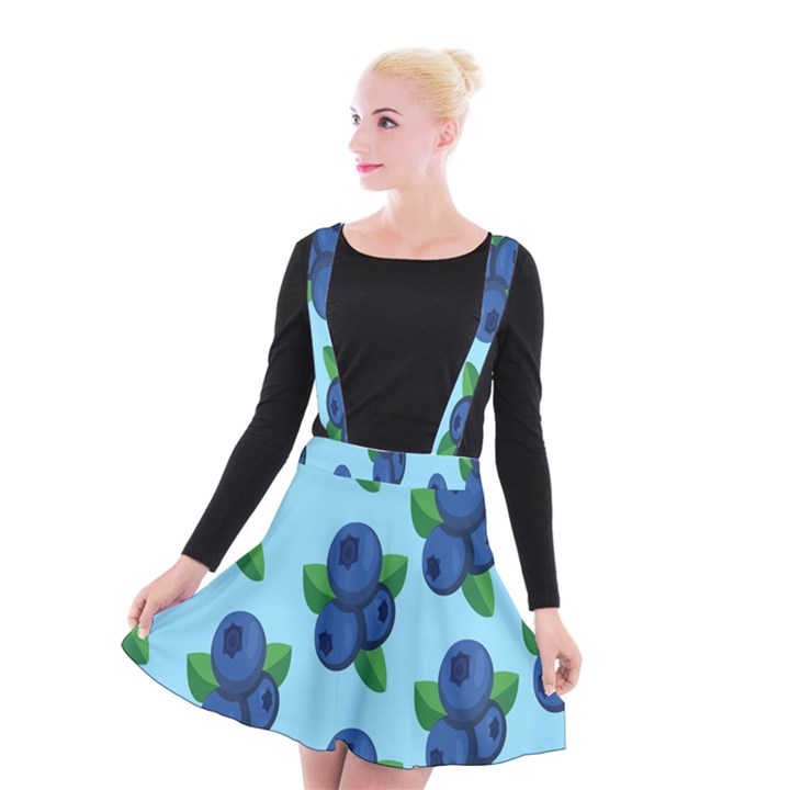 Fruit Nordic Grapes Green Blue Suspender Skater Skirt